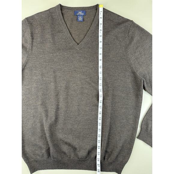 Vintage Brooks Brothers 346 Mens Merino Wool Sweater L Chocolate Brown V-Neck - Picture 3 of 7
